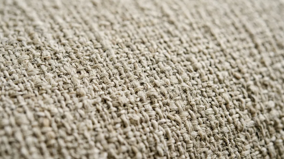 Woven Shade Fabric Texture | Music City Blinds A macro texture shot of a woven neutral shade fabric with a visible weave, soft light